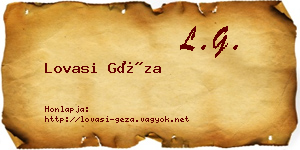 Lovasi Géza névjegykártya